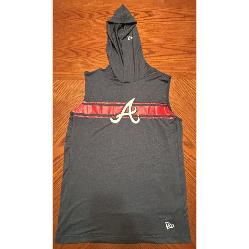 Men's New Era NWOT Atlanta Braves Sleeveless Hoodie Gym Muscle‎ Size Small
